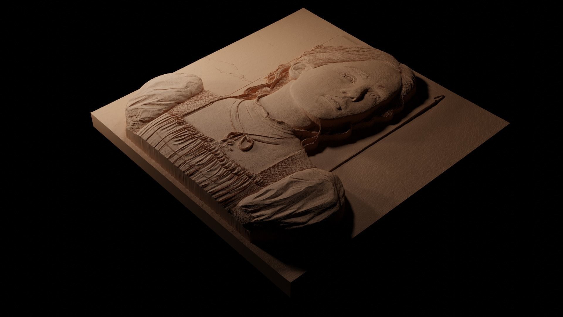 Jo March Little Women CNC 3d Print High Relief Sand Casting 3D print model_1