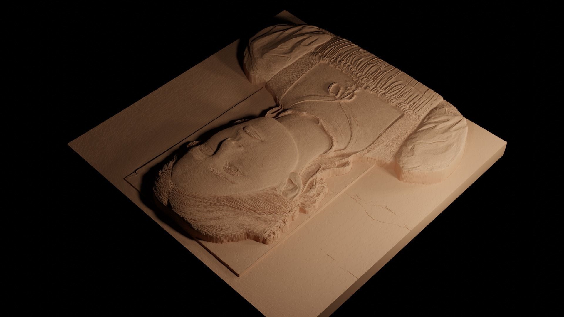 Jo March Little Women CNC 3d Print High Relief Sand Casting 3D print model_4