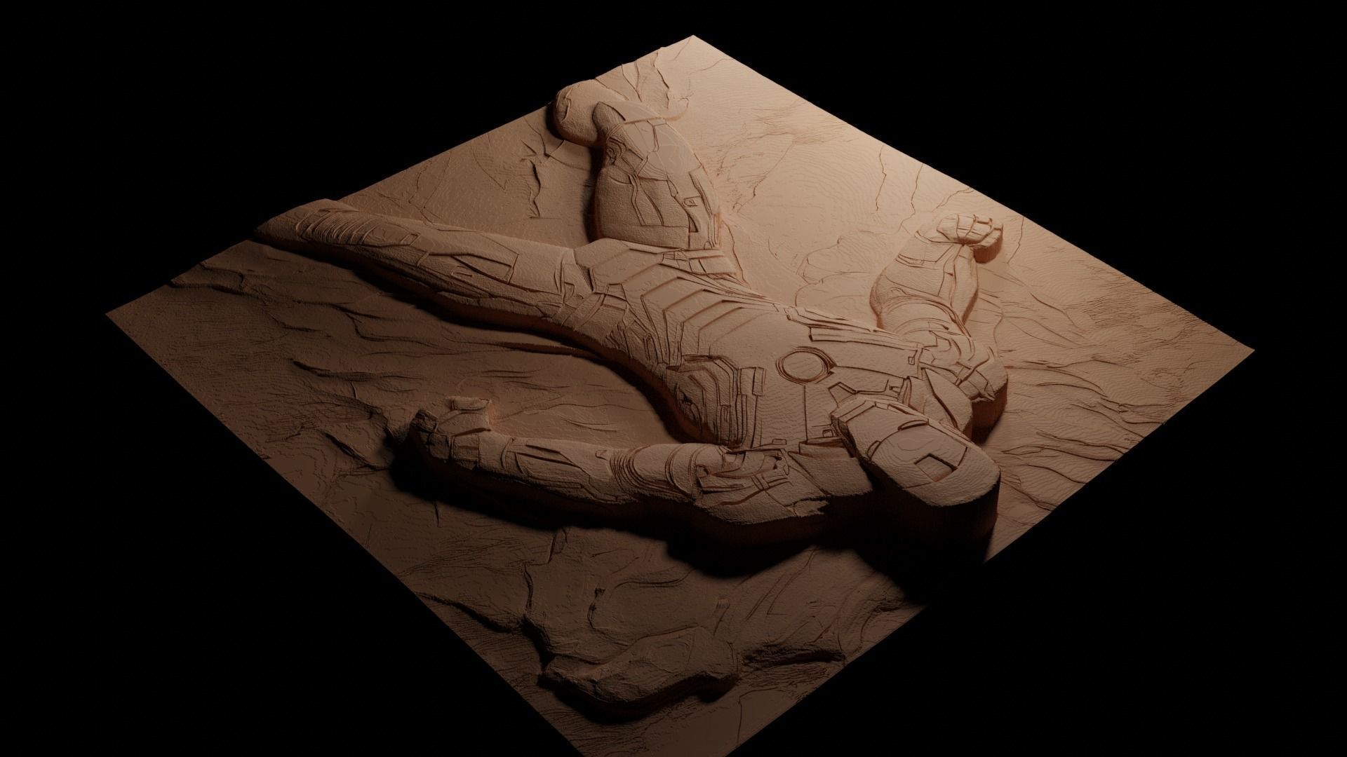 Iron Man CNC 3d Print High Relief Sand Casting 3D print model_3