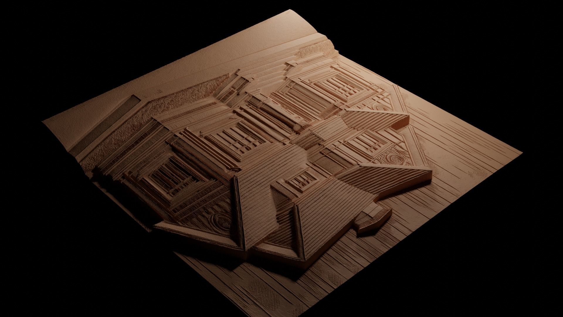 house CNC 3d Print High Relief Sand Casting 3D print model_3