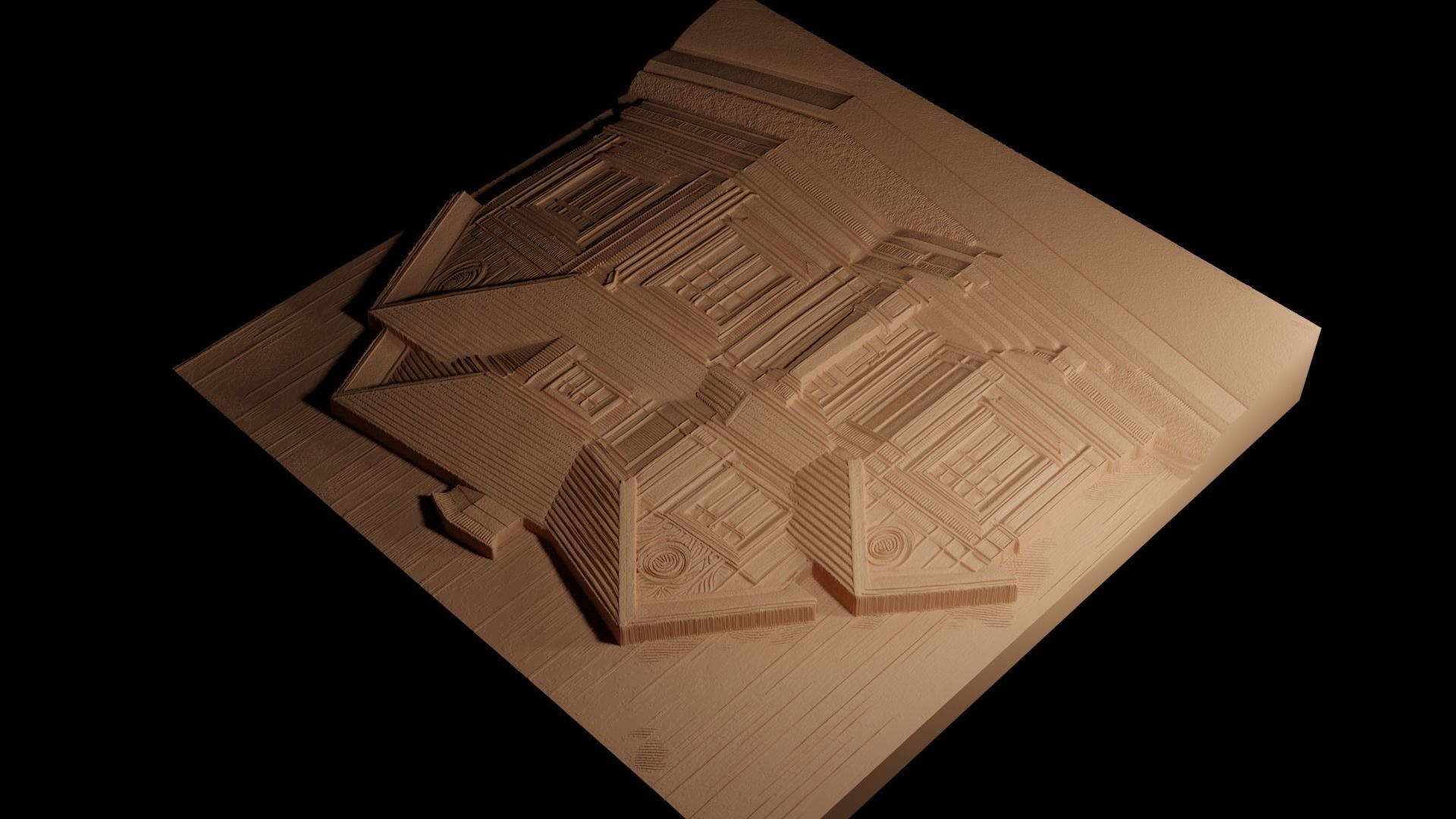 house CNC 3d Print High Relief Sand Casting 3D print model_4