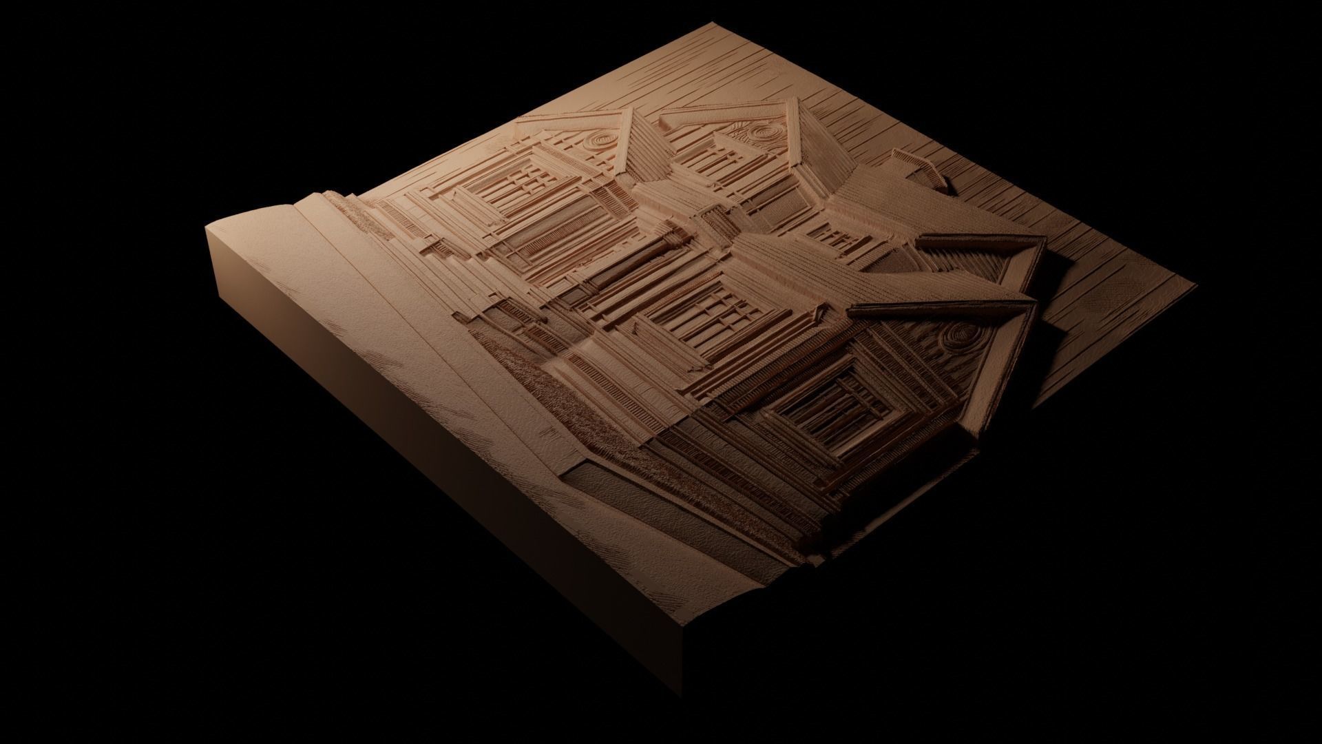 house CNC 3d Print High Relief Sand Casting 3D print model_1