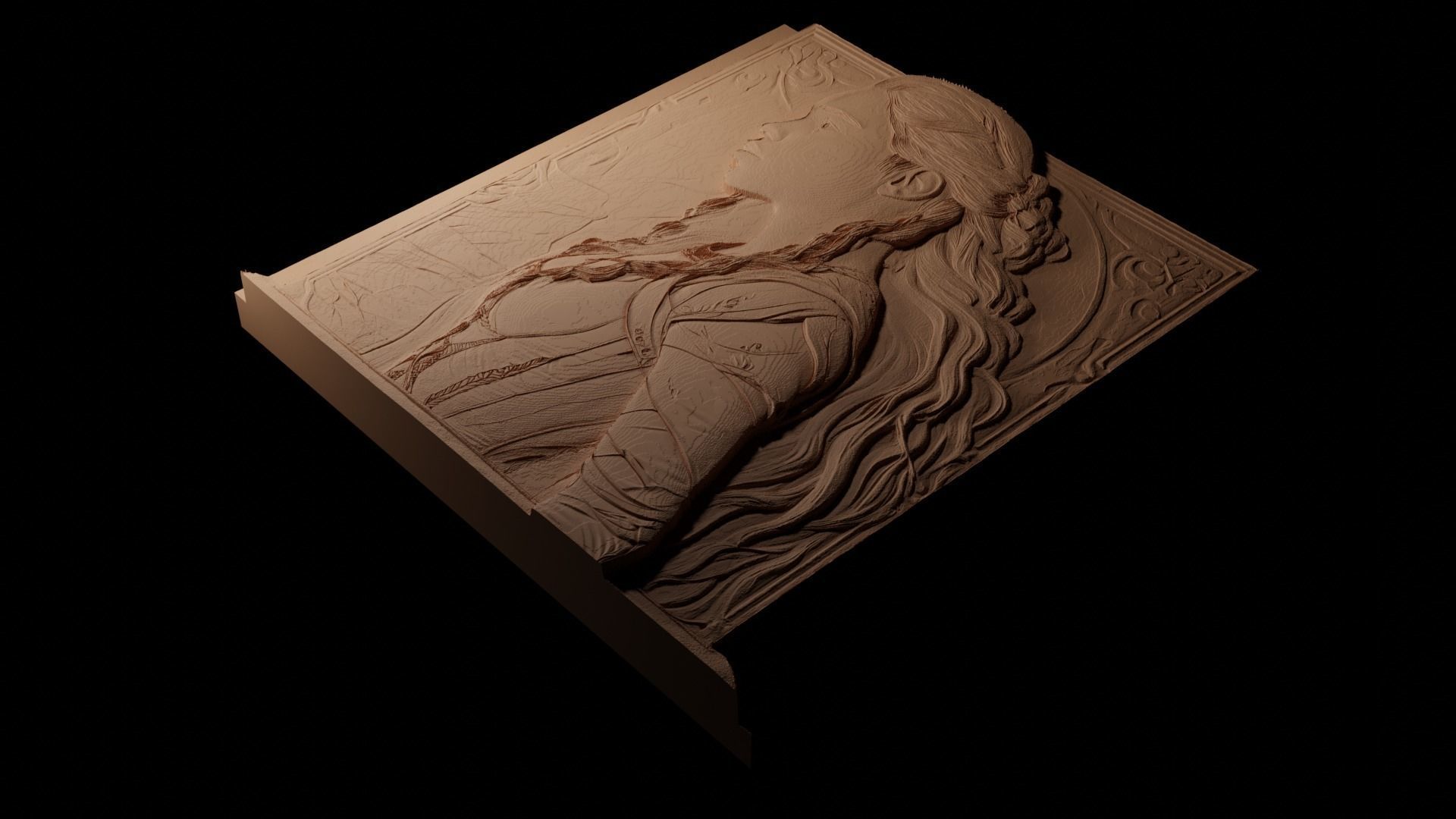Daenerys Targaryen GOT CNC 3d Print High Relief Sand Casting 3D print model_1