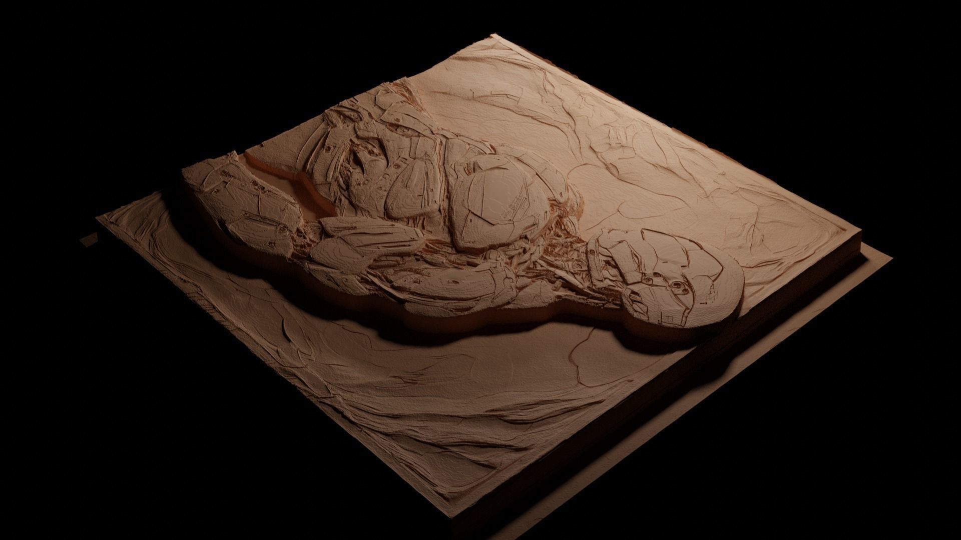 Cyborg CNC 3d Print High Relief Sand Casting 3D print model_3