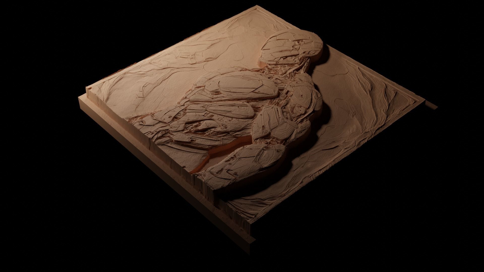 Cyborg CNC 3d Print High Relief Sand Casting 3D print model_1