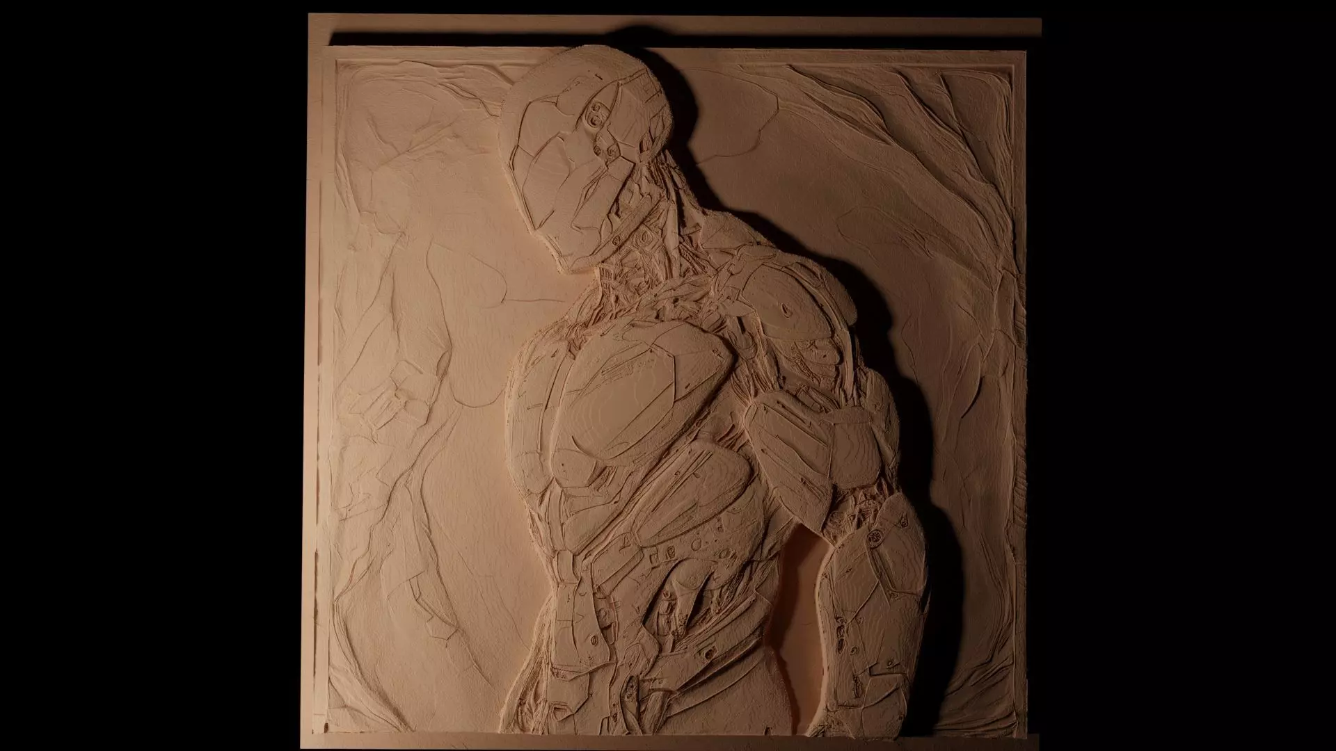 Cyborg CNC 3d Print High Relief Sand Casting 3D print model_0