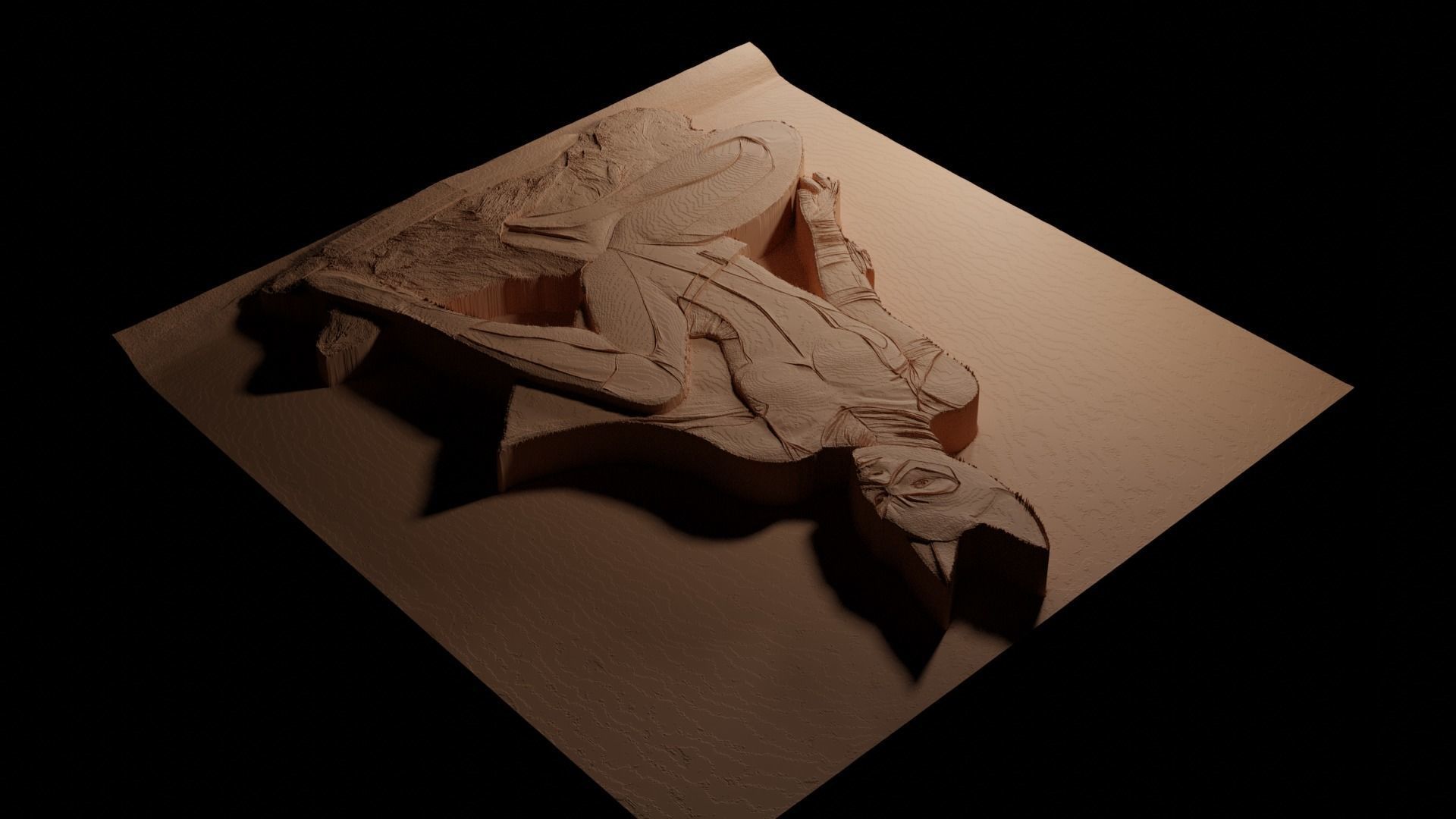 Catwoman CNC 3d Print High Relief Sand Casting 3D print model_3