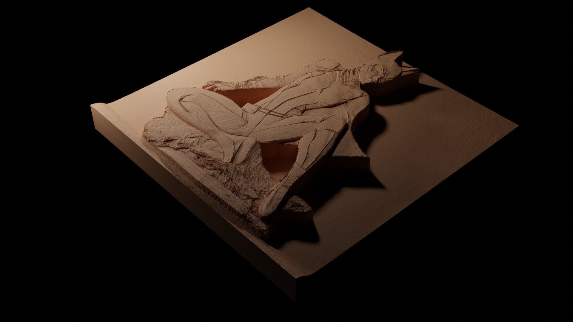 Catwoman CNC 3d Print High Relief Sand Casting 3D print model_1