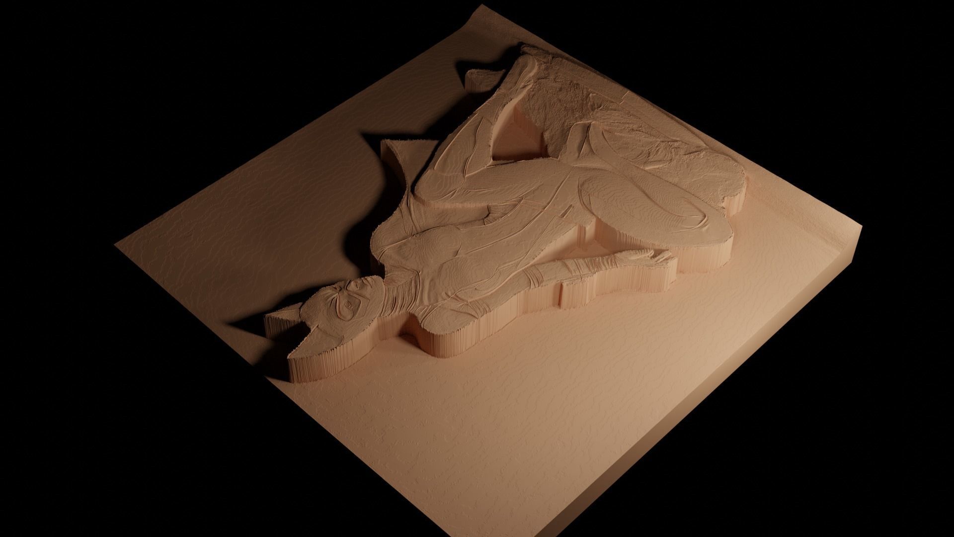 Catwoman CNC 3d Print High Relief Sand Casting 3D print model_4