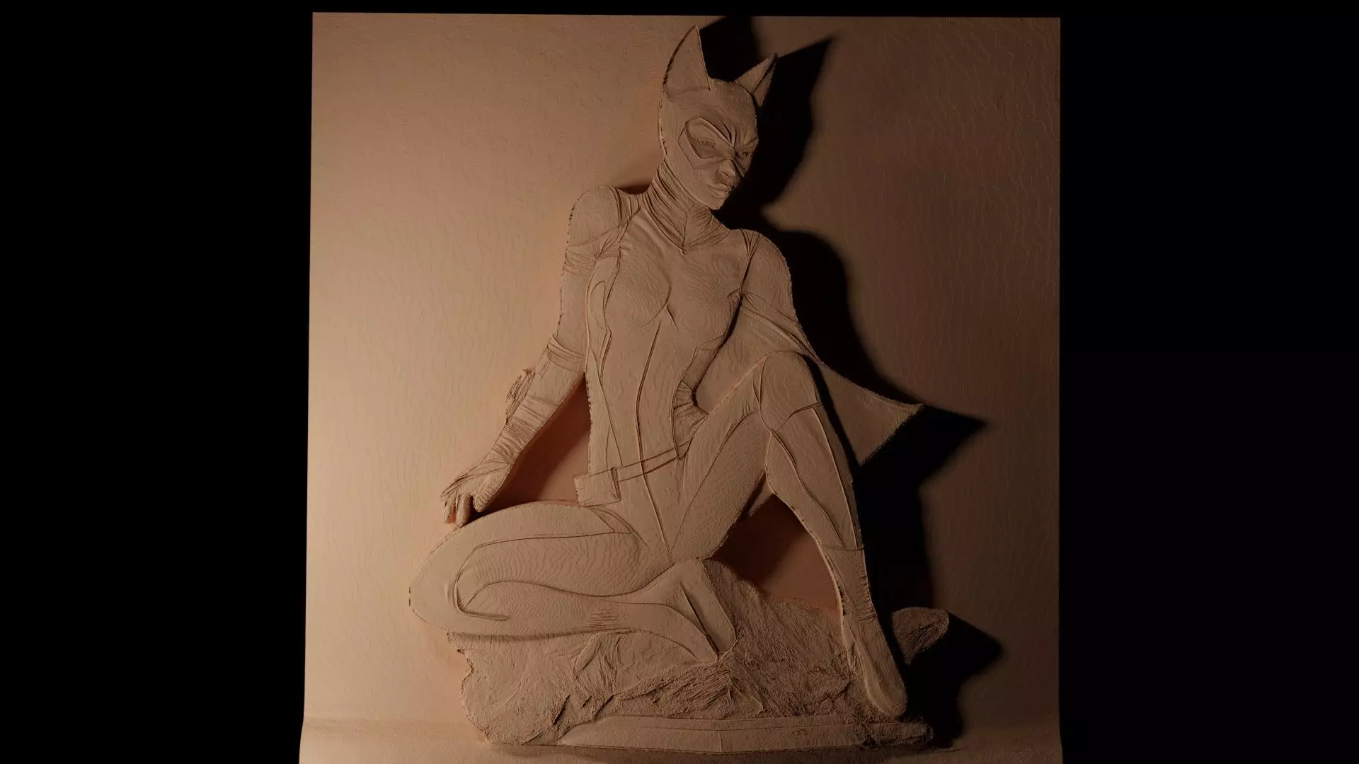 Catwoman CNC 3d Print High Relief Sand Casting 3D print model_0