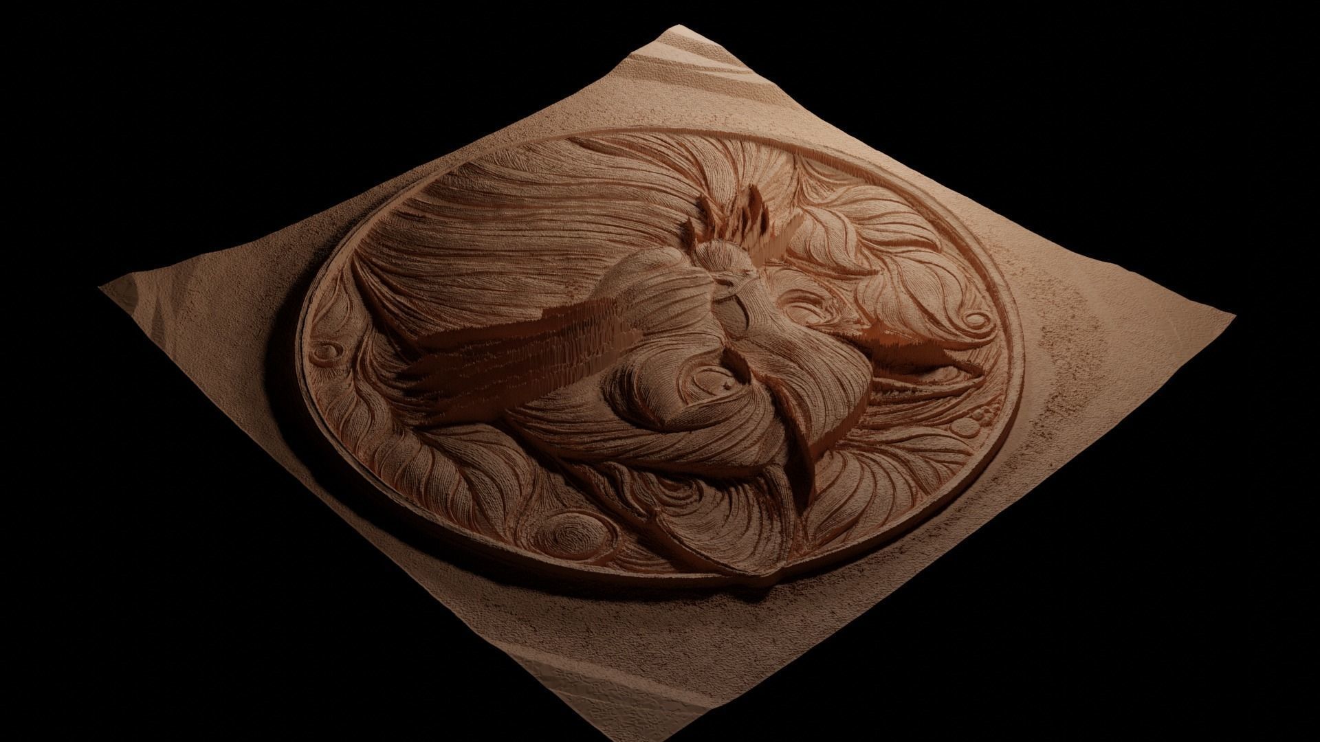 cat CNC 3d Print High Relief Sand Casting 3D print model_3