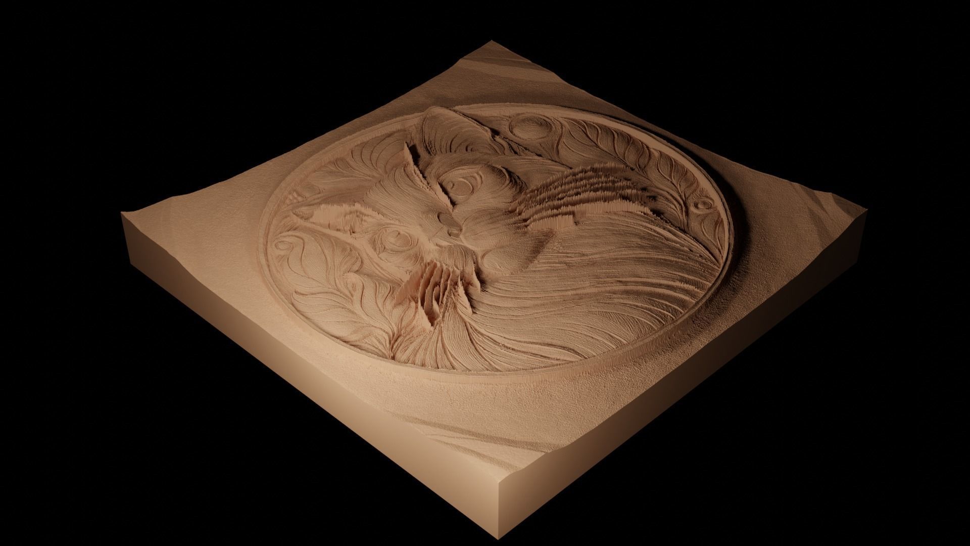 cat CNC 3d Print High Relief Sand Casting 3D print model_2