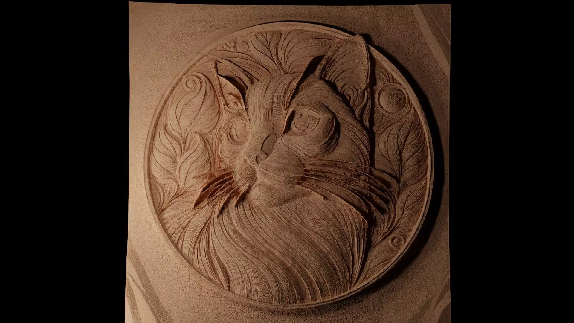 cat CNC 3d Print High Relief Sand Casting 3D print model_0