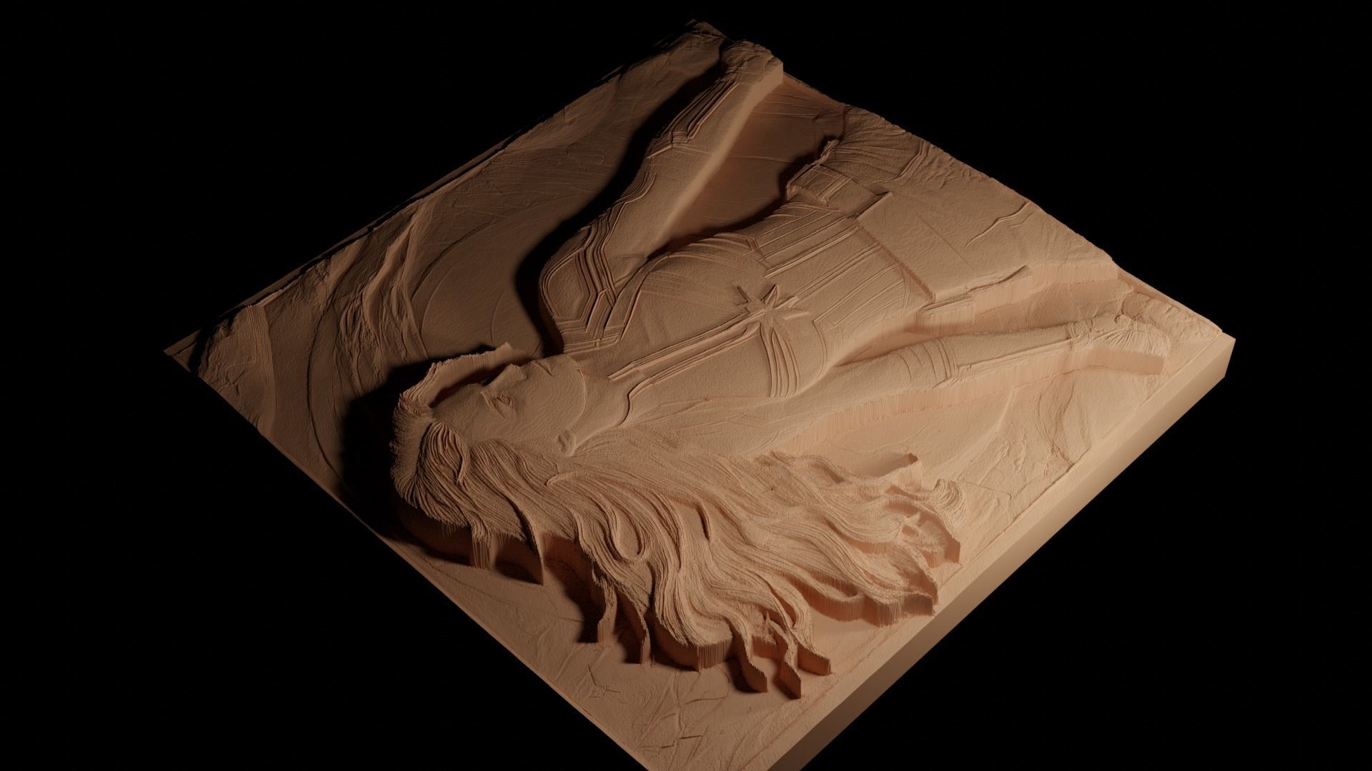 Captain Marvel CNC 3d Print High Relief Sand Casting 3D print model_4