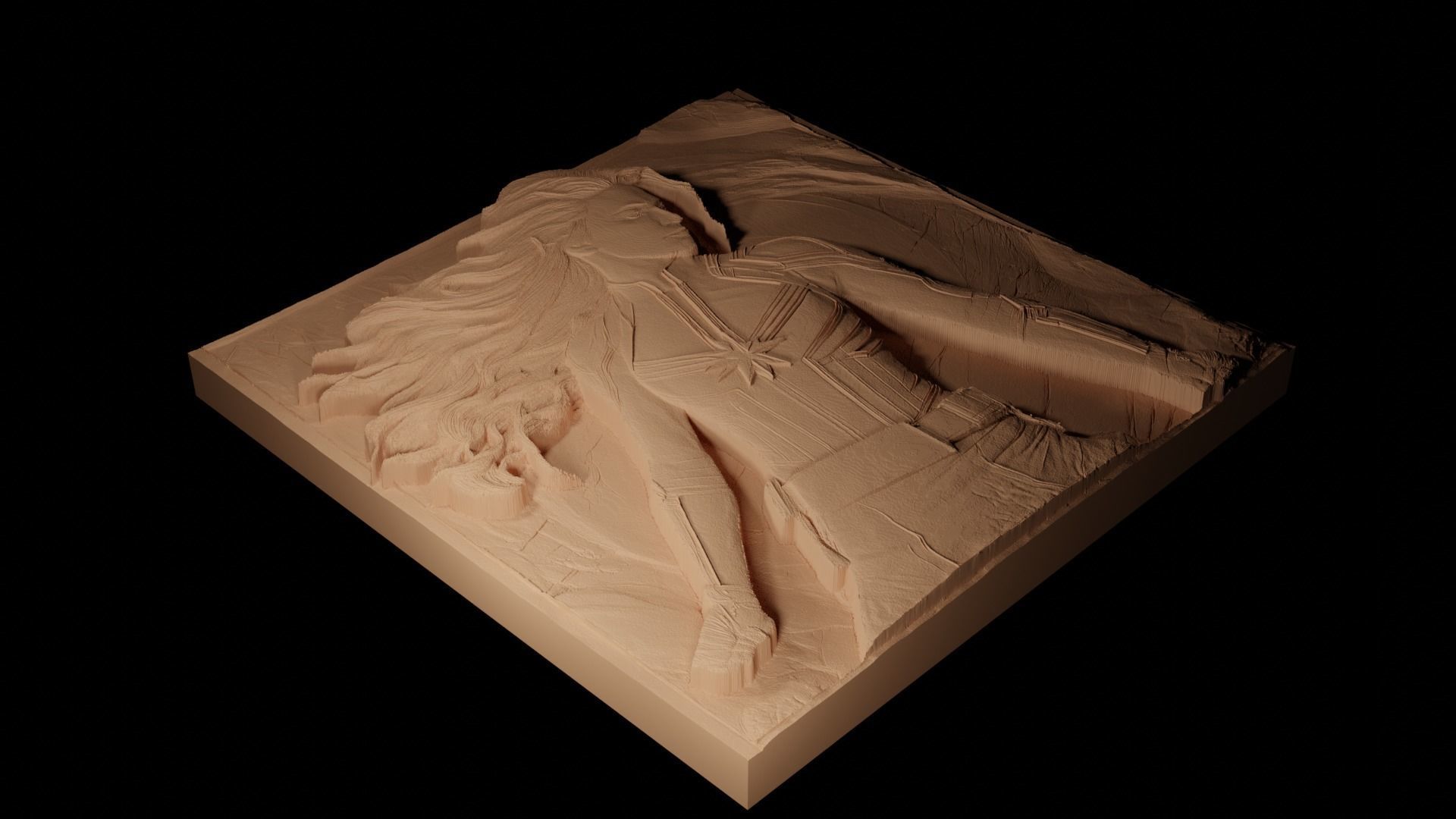 Captain Marvel CNC 3d Print High Relief Sand Casting 3D print model_2