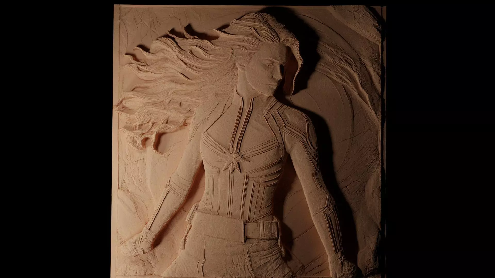 Captain Marvel CNC 3d Print High Relief Sand Casting 3D print model_0