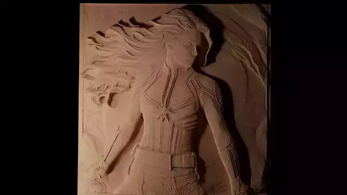 Captain Marvel CNC 3d Print High Relief Sand Casting 3D print model