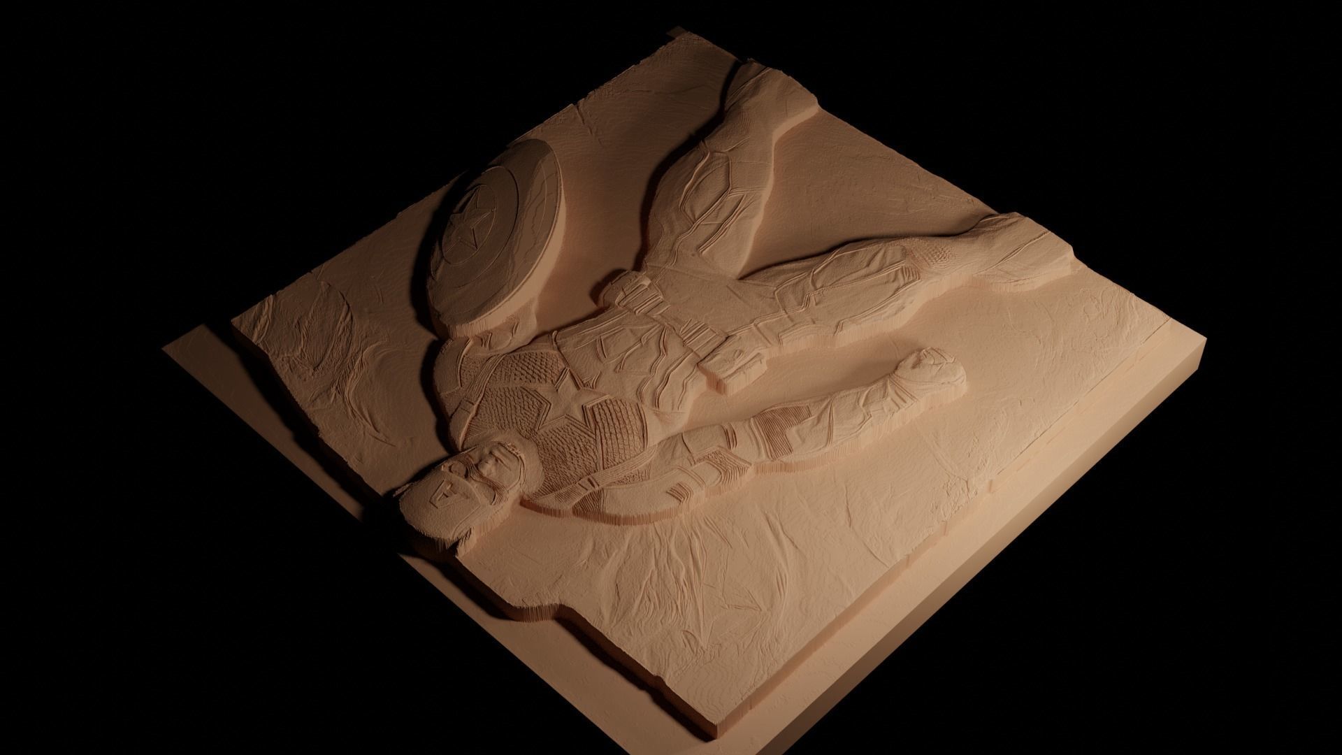 Captain America CNC 3d Print High Relief Sand Casting 3D print model_4