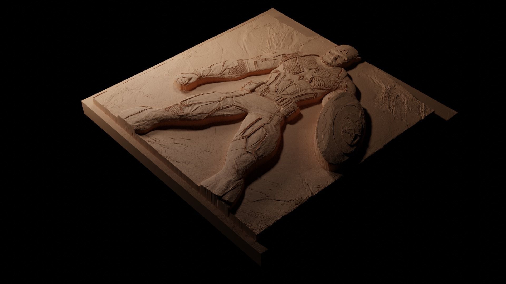 Captain America CNC 3d Print High Relief Sand Casting 3D print model_1