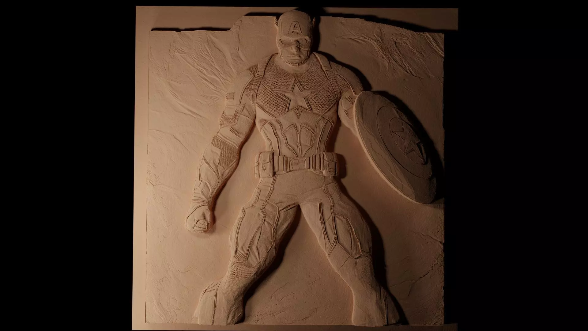 Captain America CNC 3d Print High Relief Sand Casting 3D print model_0