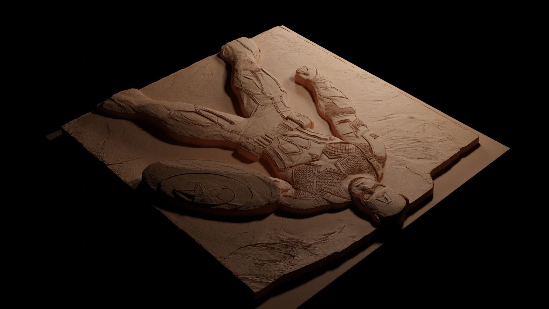 Captain America CNC 3d Print High Relief Sand Casting 3D print model_3