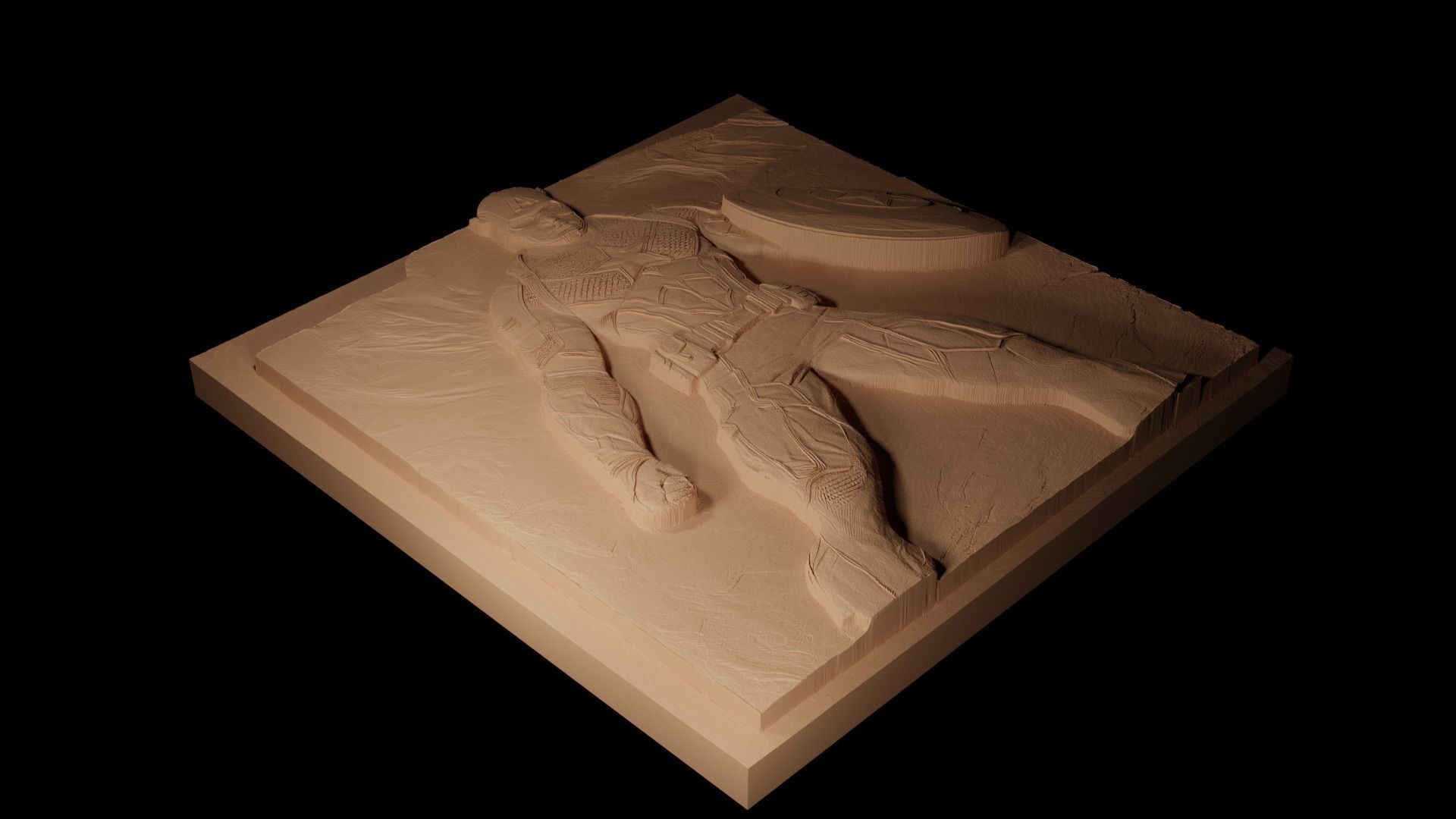 Captain America CNC 3d Print High Relief Sand Casting 3D print model_2