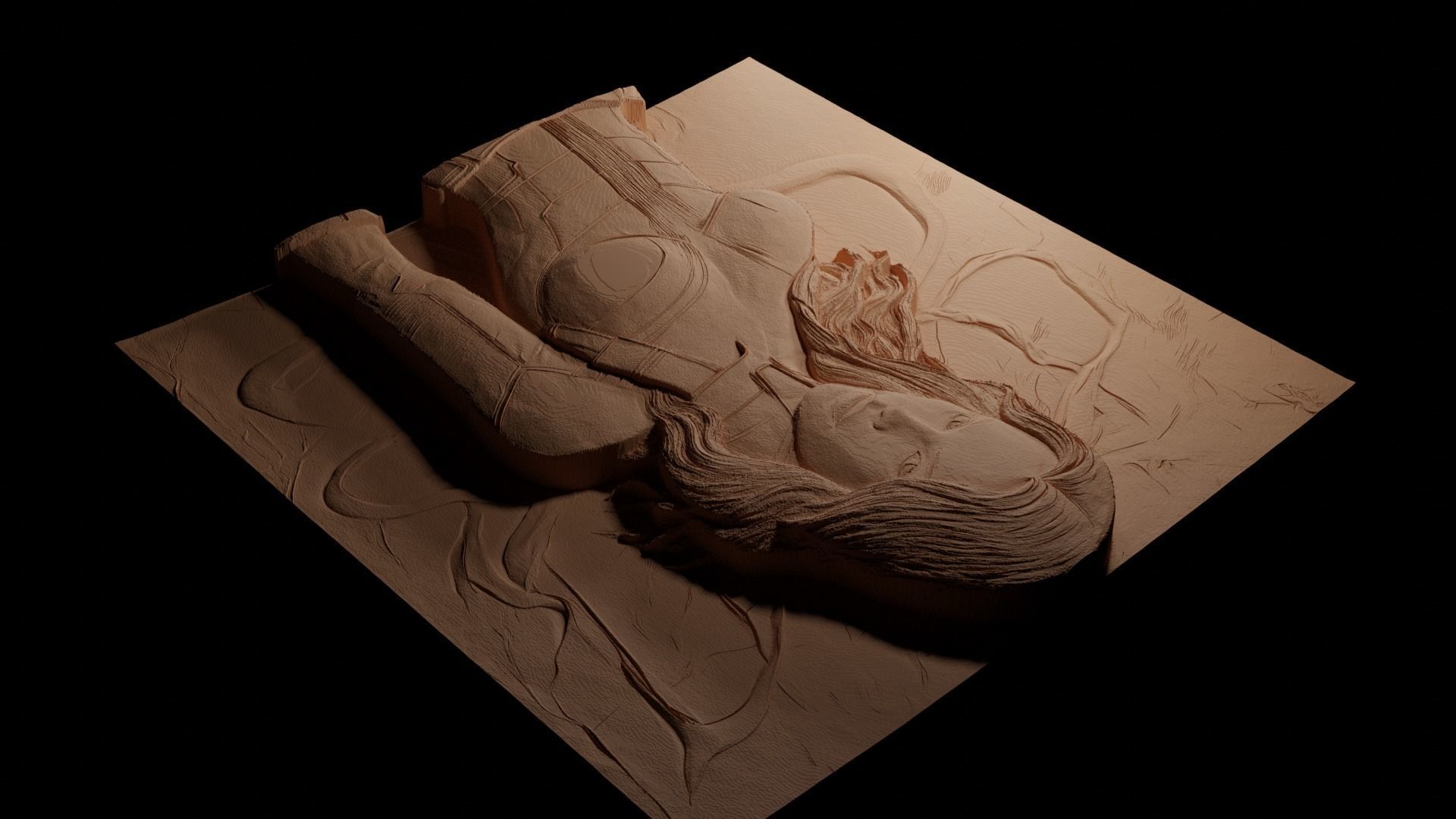 Black Widow CNC 3d Print High Relief Sand Casting 3D print model_3