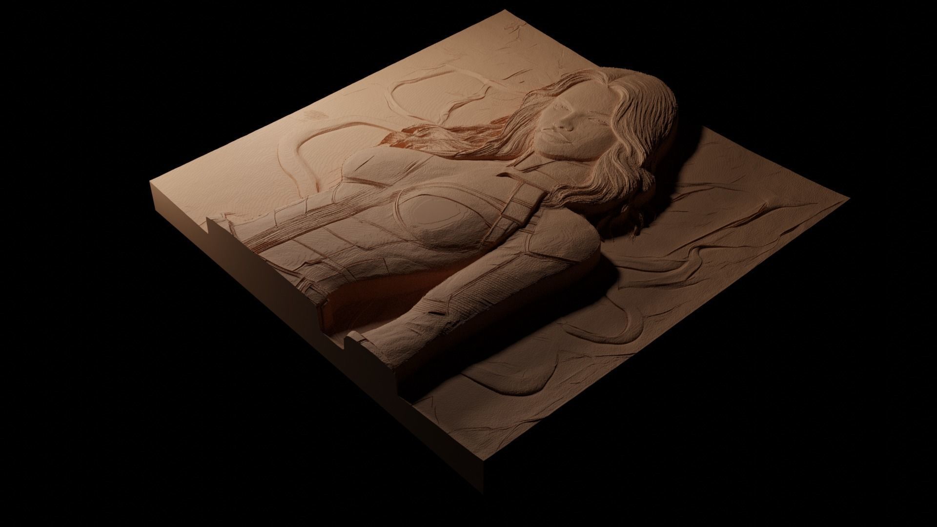 Black Widow CNC 3d Print High Relief Sand Casting 3D print model_1