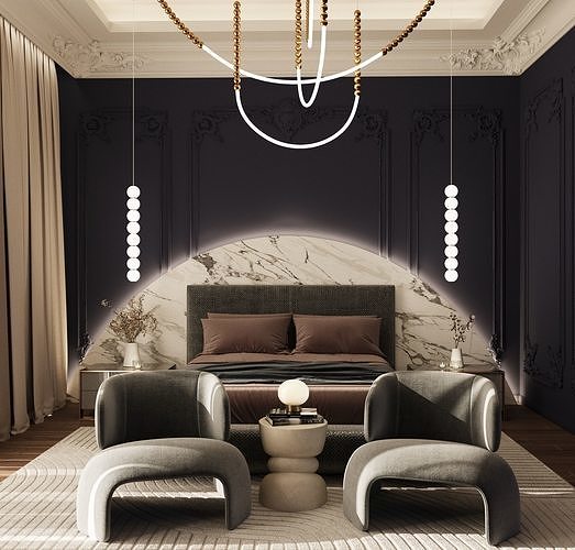 Classic Bedroom Design 3D model