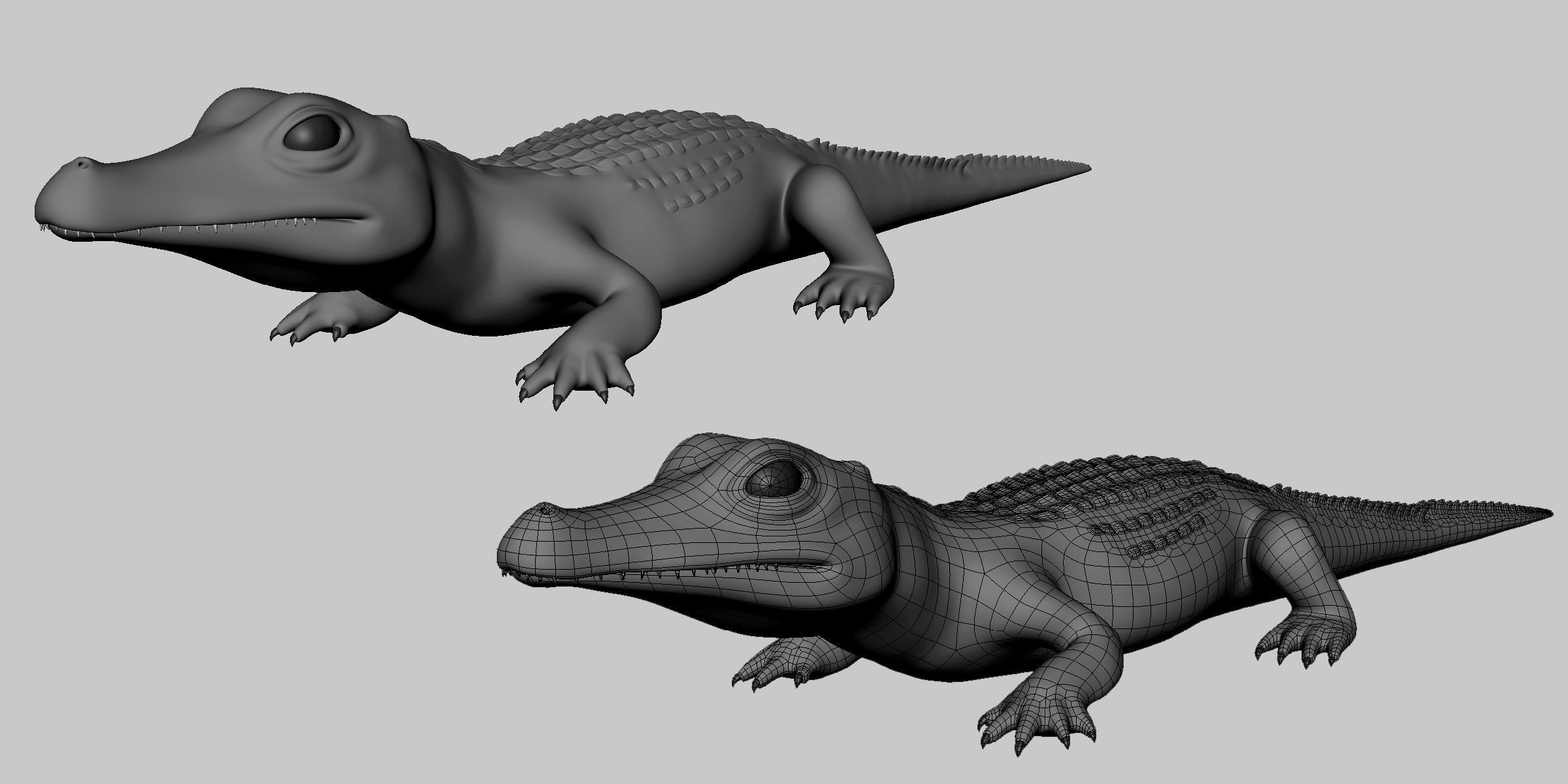 Baby Crocodile Low-poly 3D model_1