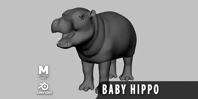 Baby Hippopotamus Low-poly 3D model