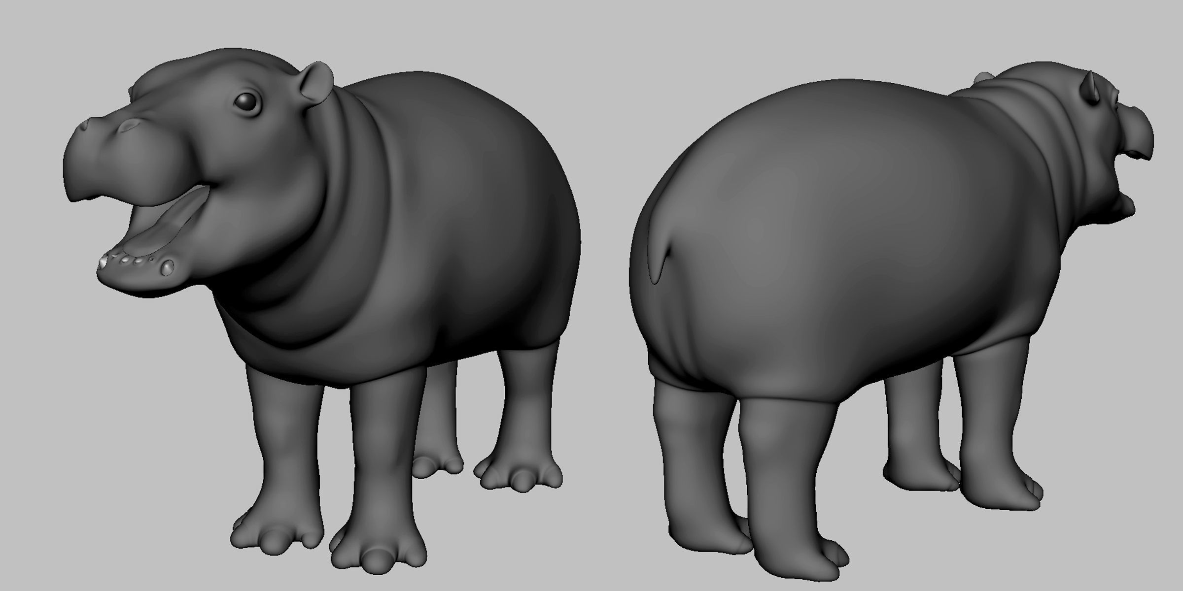 Baby Hippopotamus Low-poly 3D model_1