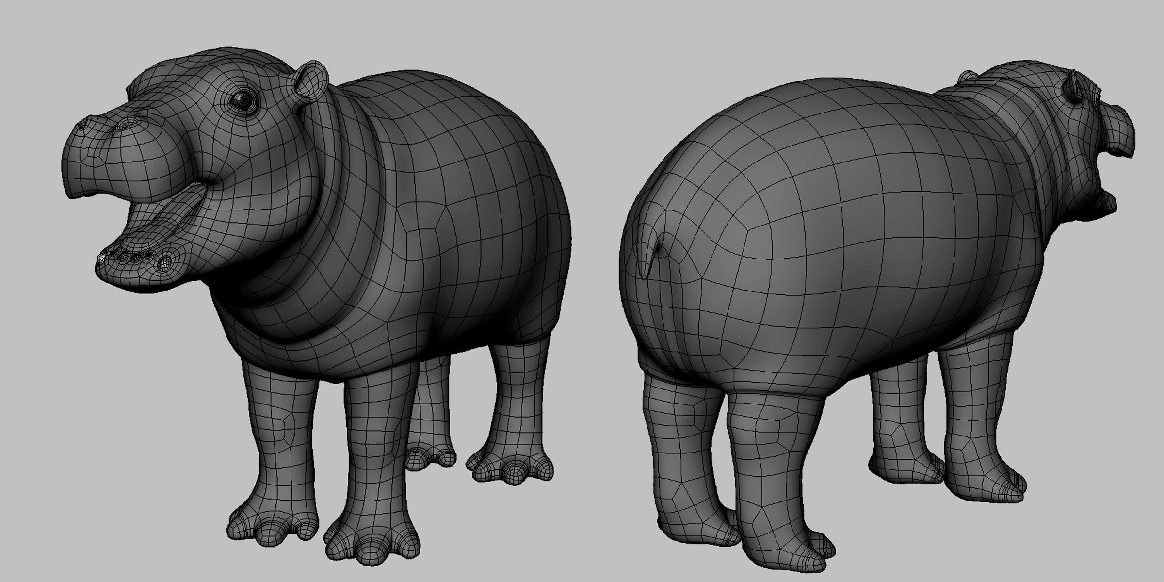 Baby Hippopotamus Low-poly 3D model_2