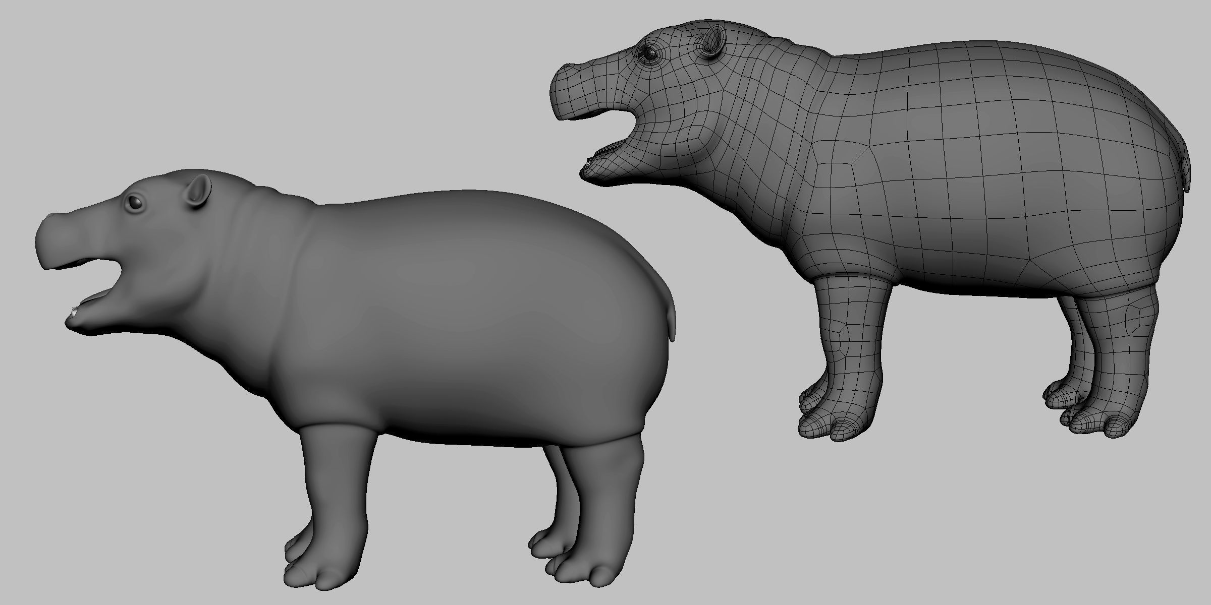 Baby Hippopotamus Low-poly 3D model_3