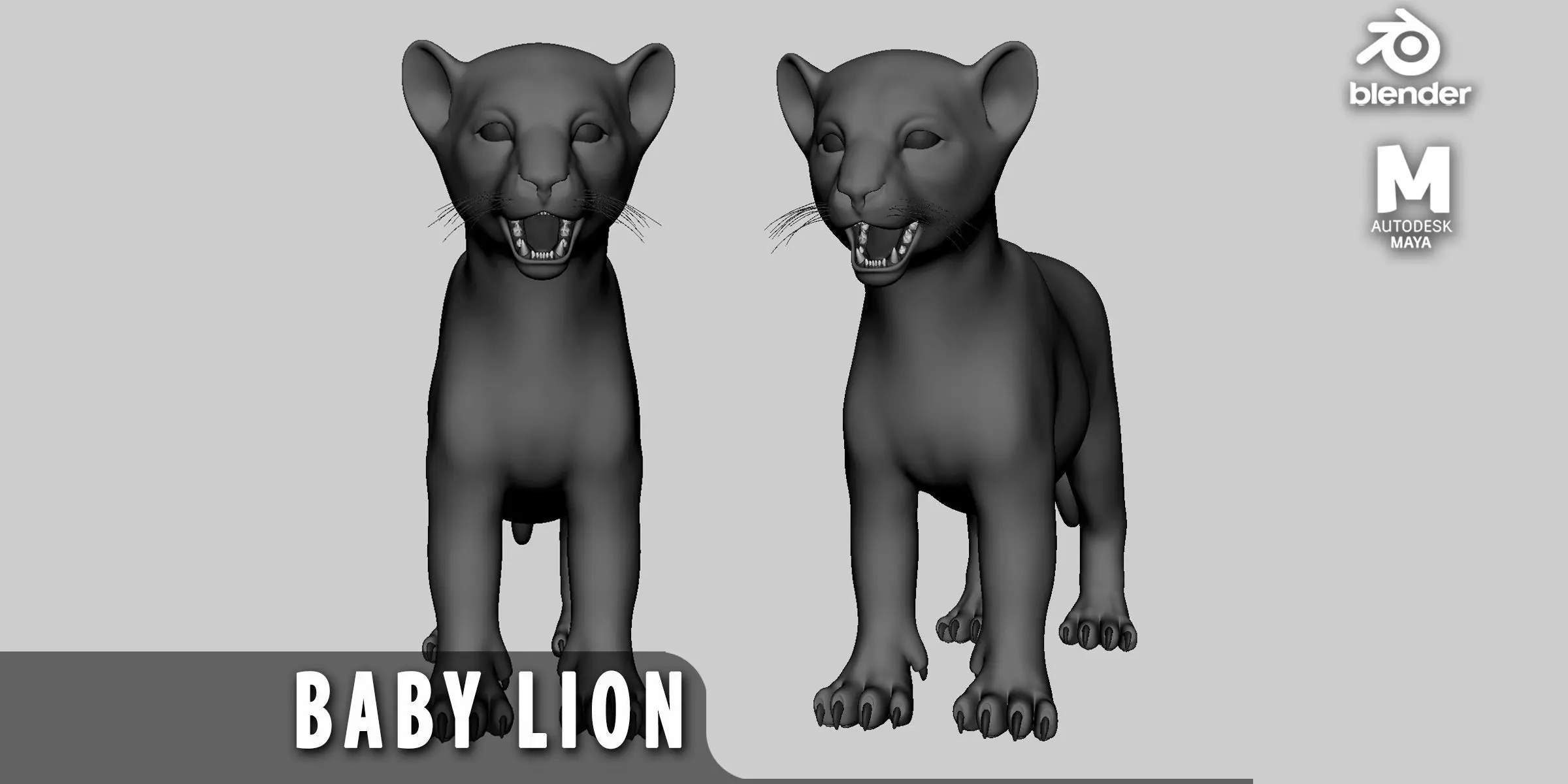 Baby Lion Low-poly 3D model_0