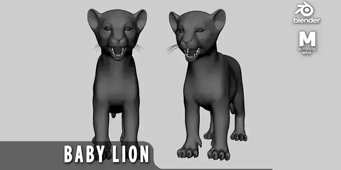 Baby Lion Low-poly 3D model