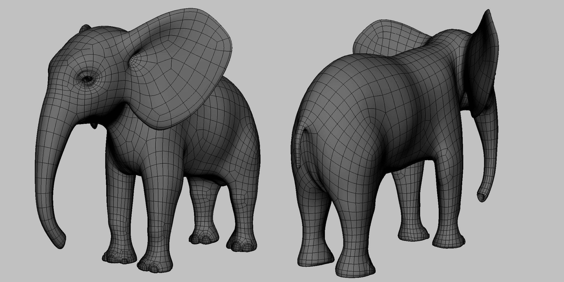Baby Elephant Low-poly 3D model_1