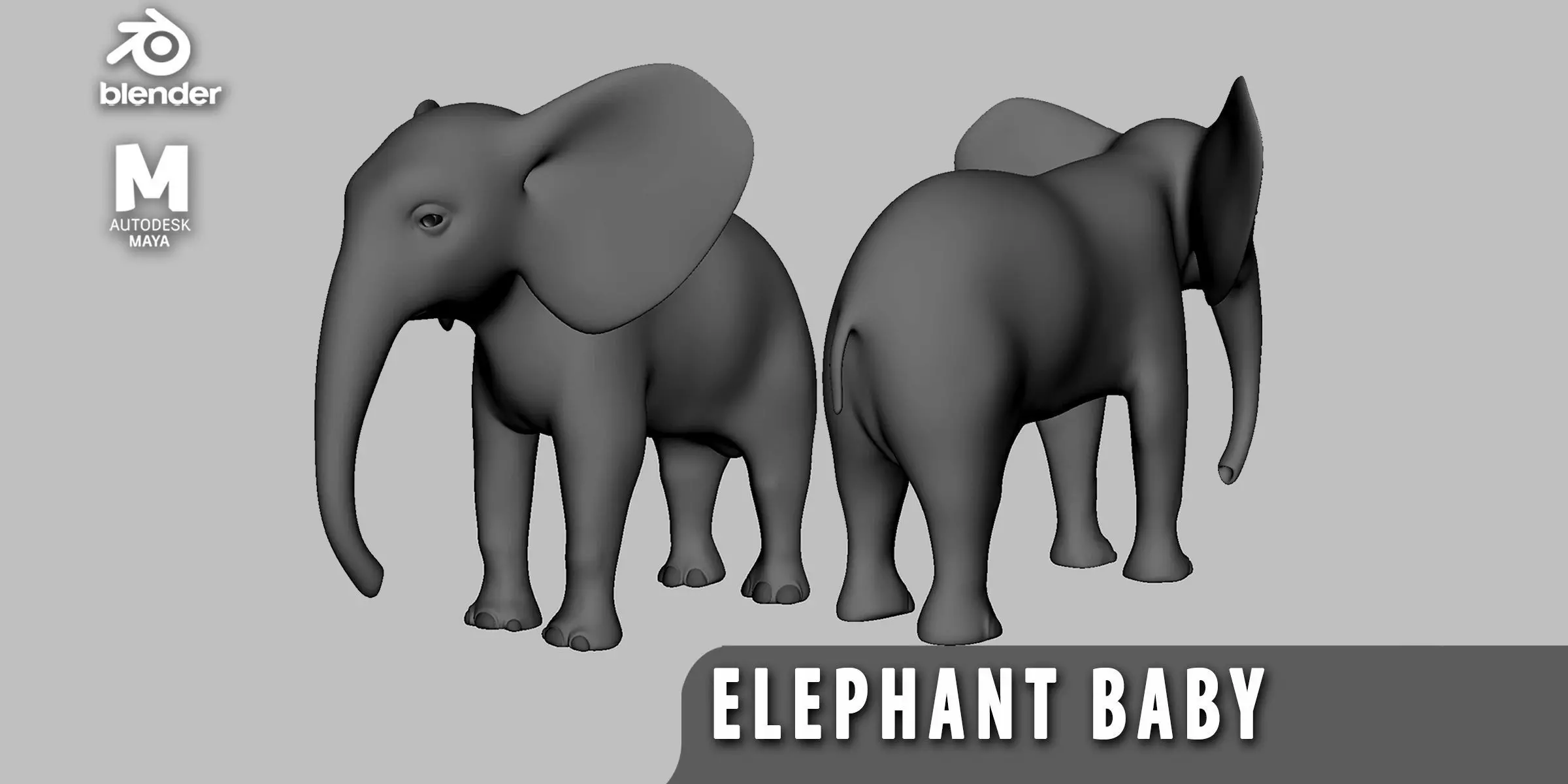 Baby Elephant Low-poly 3D model_0