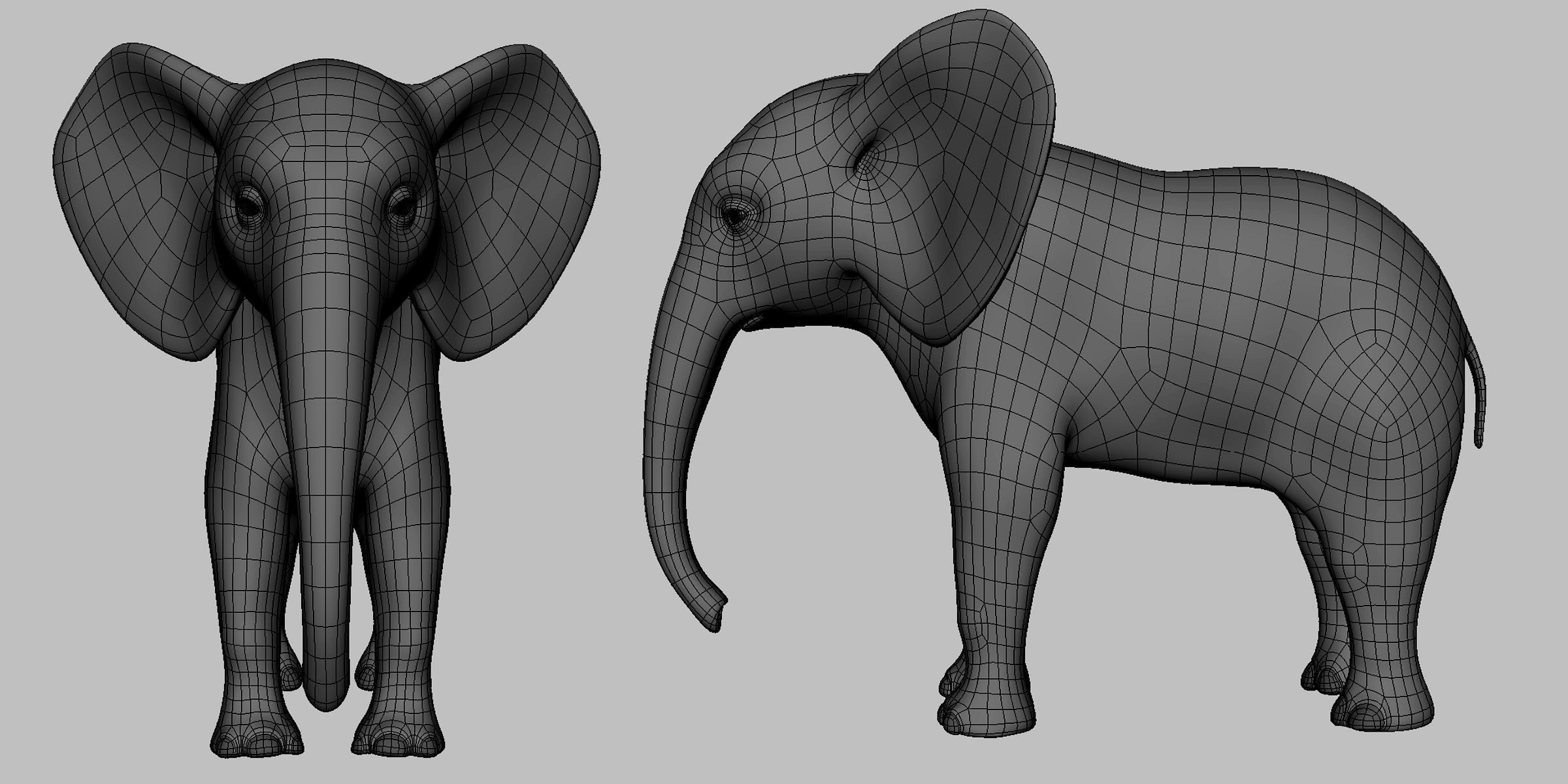 Baby Elephant Low-poly 3D model_3