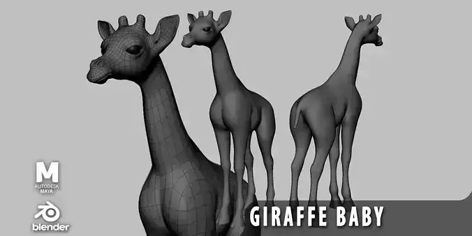 Baby Giraffe Low-poly 3D model