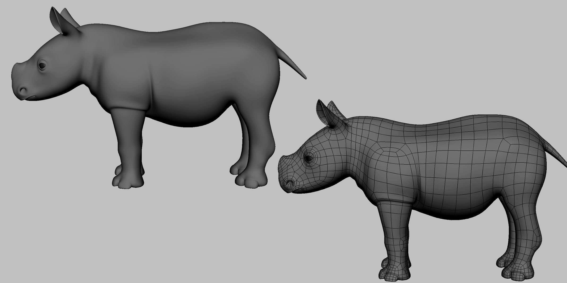 Baby Rhino Low-poly 3D model_2