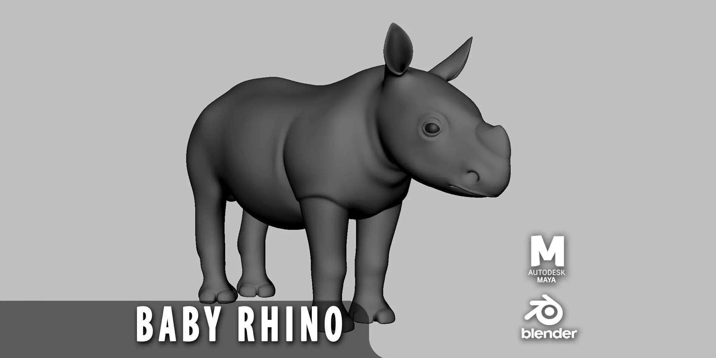 Baby Rhino Low-poly 3D model_0