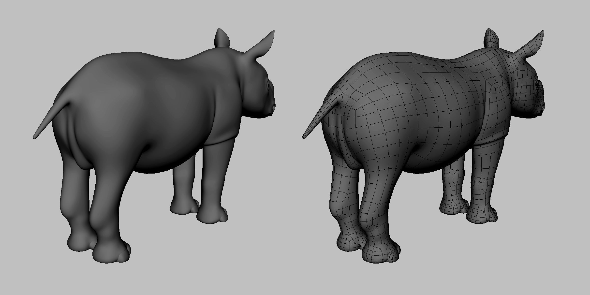 Baby Rhino Low-poly 3D model_3