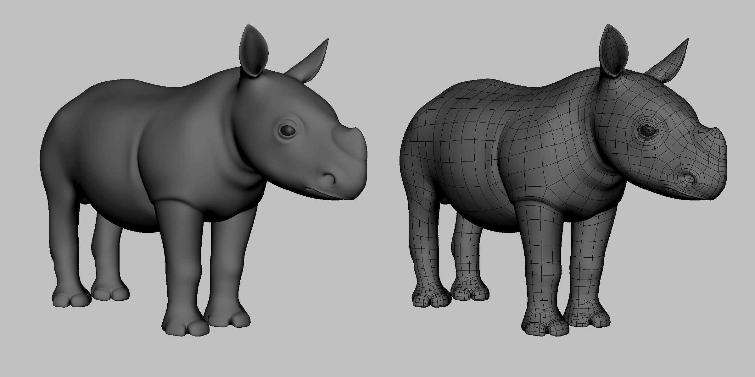 Baby Rhino Low-poly 3D model_1