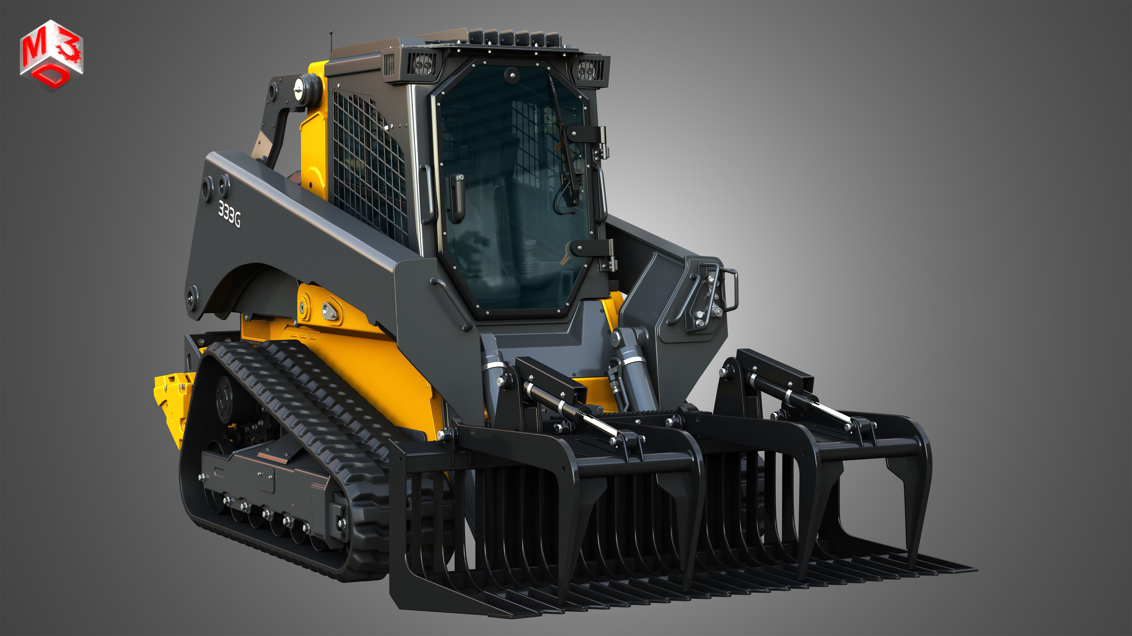 333G Compact Track Loader with Forestry Package - Rock Grapple 3D model_13