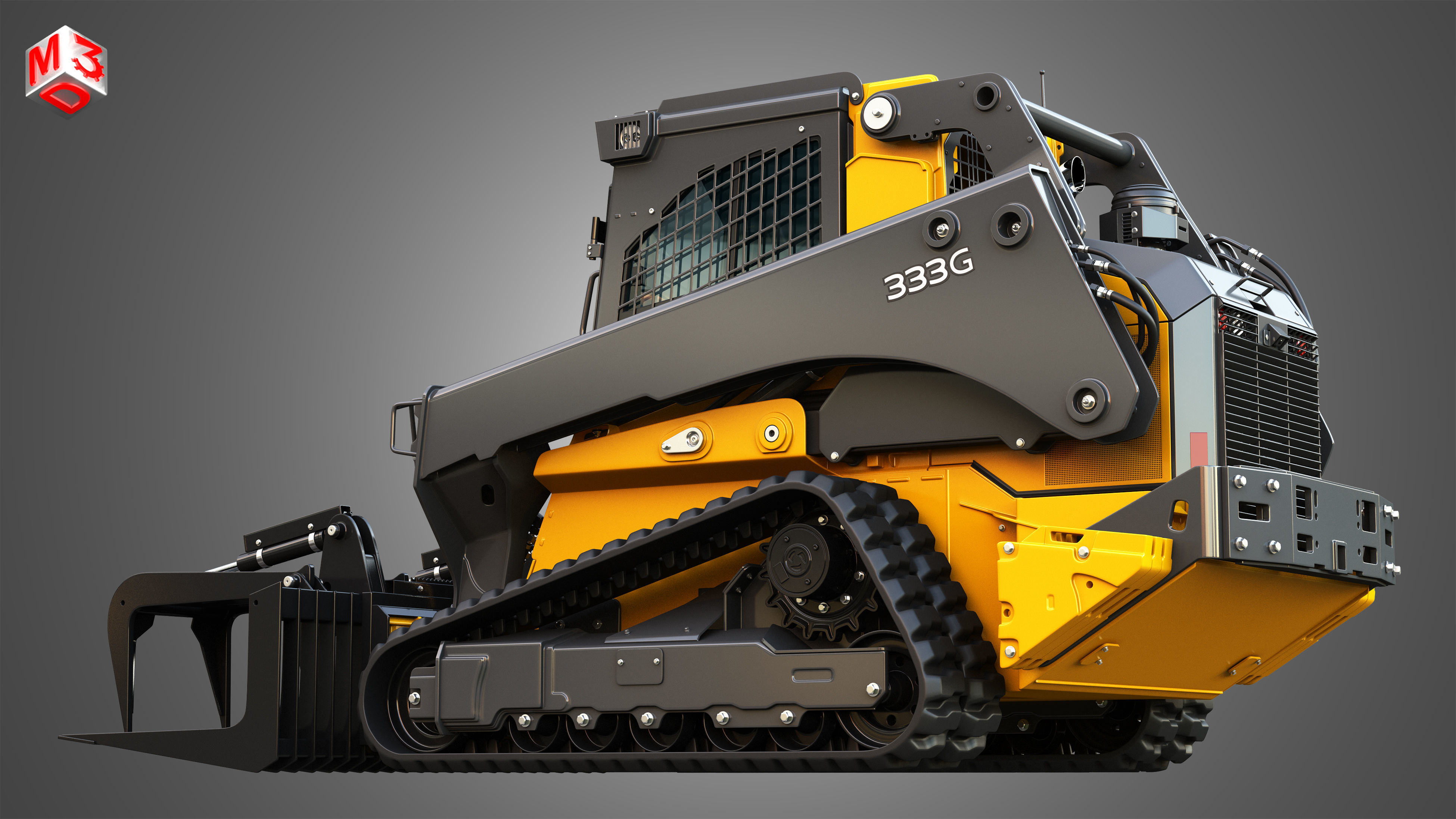 333G Compact Track Loader with Forestry Package - Rock Grapple 3D model_10