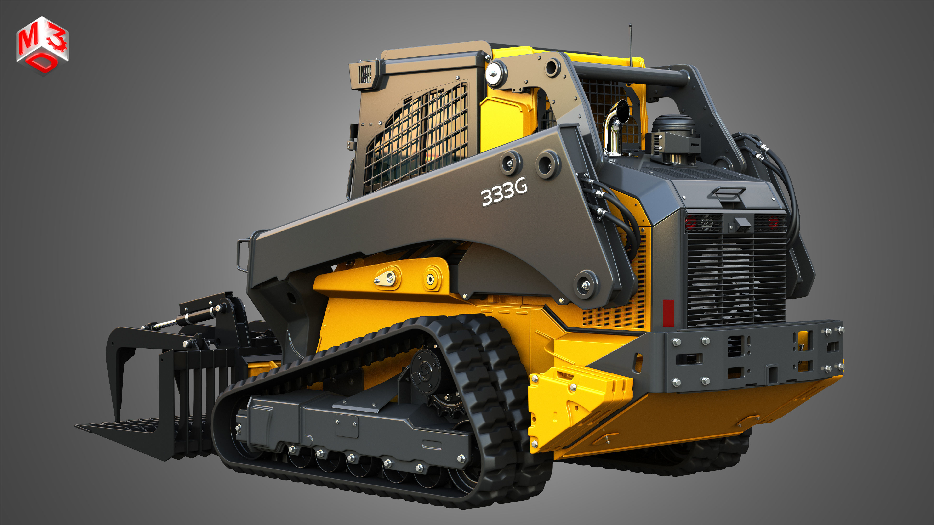 333G Compact Track Loader with Forestry Package - Rock Grapple 3D model_4