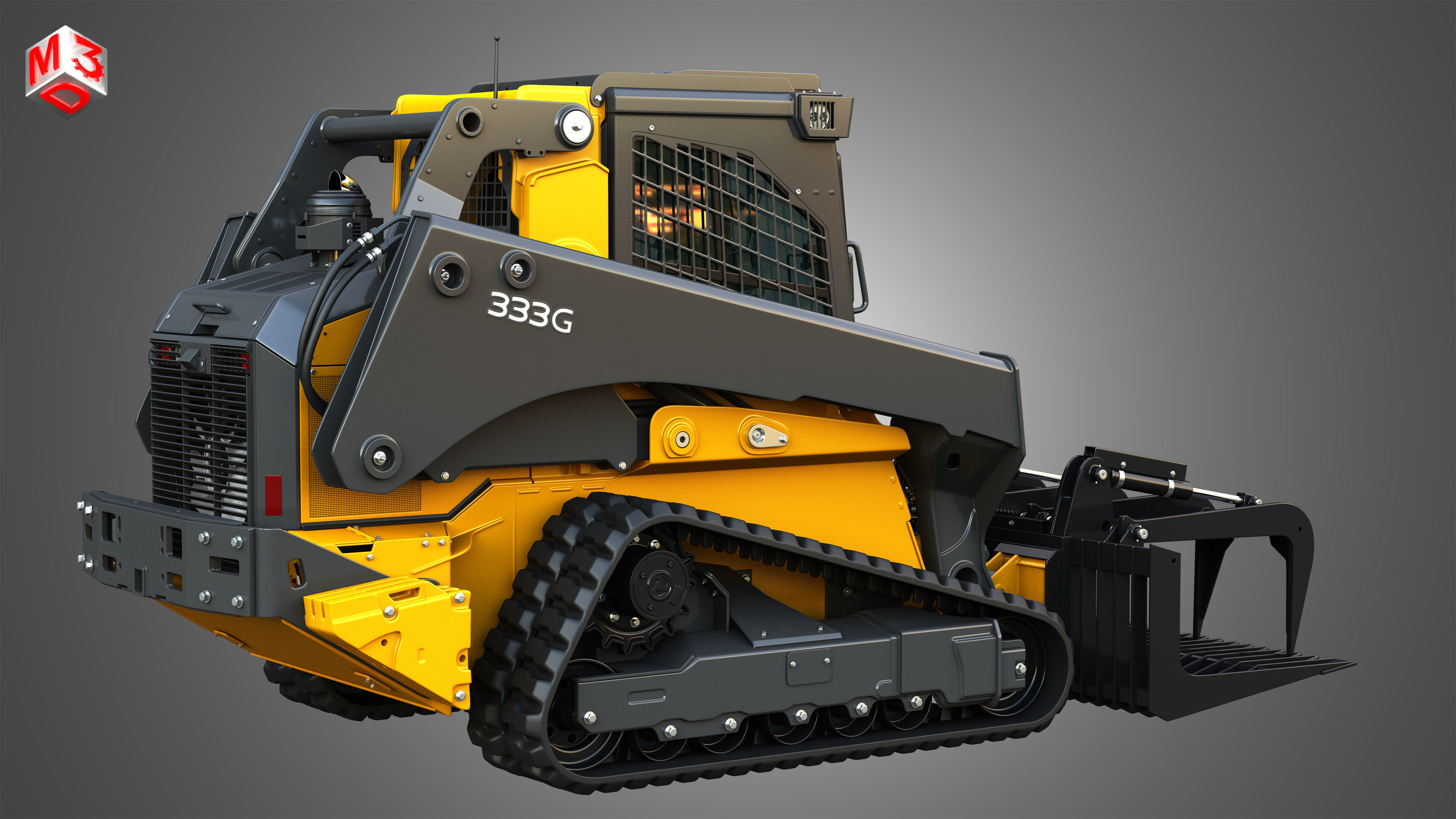 333G Compact Track Loader with Forestry Package - Rock Grapple 3D model_16
