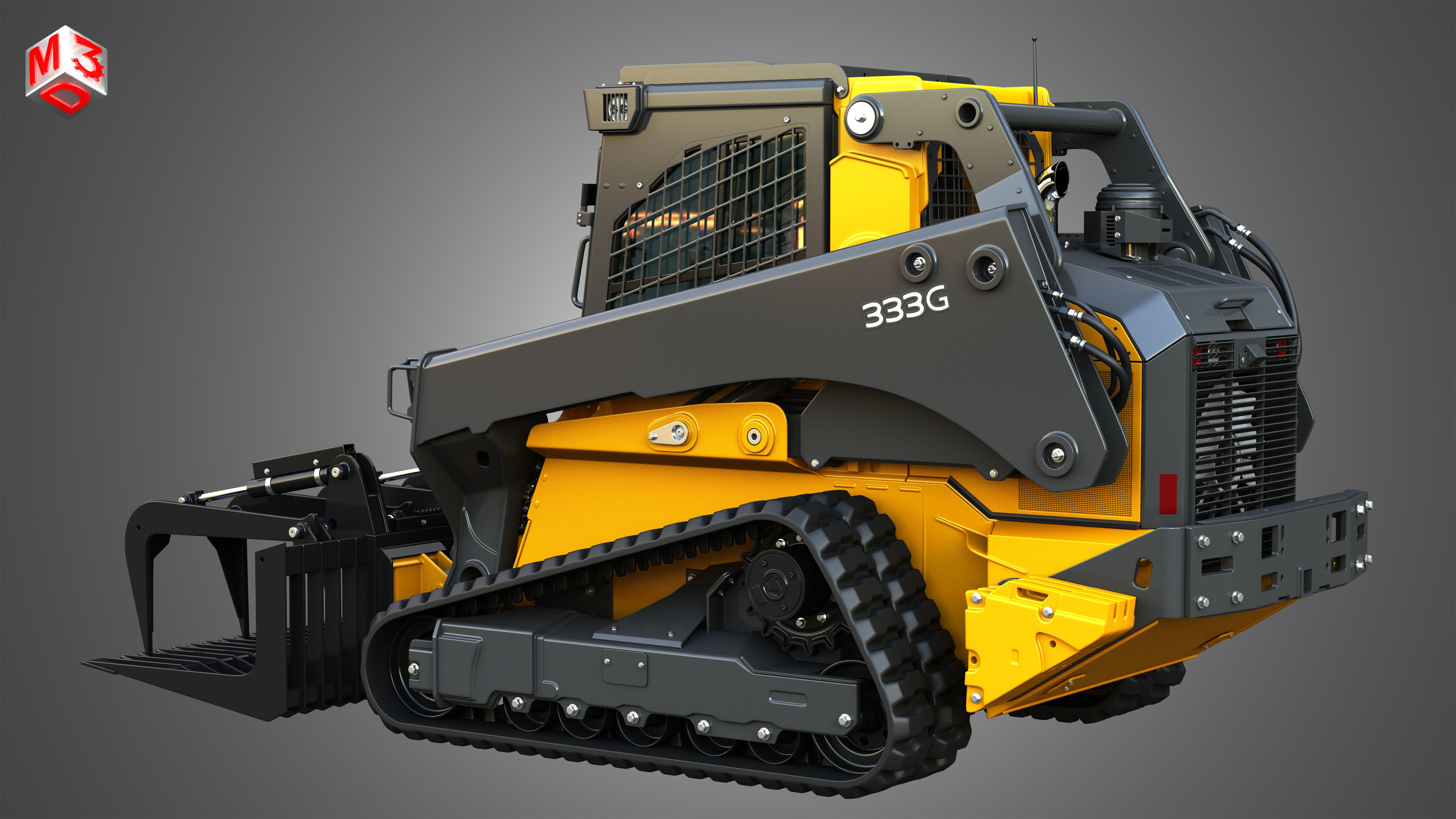 333G Compact Track Loader with Forestry Package - Rock Grapple 3D model_18
