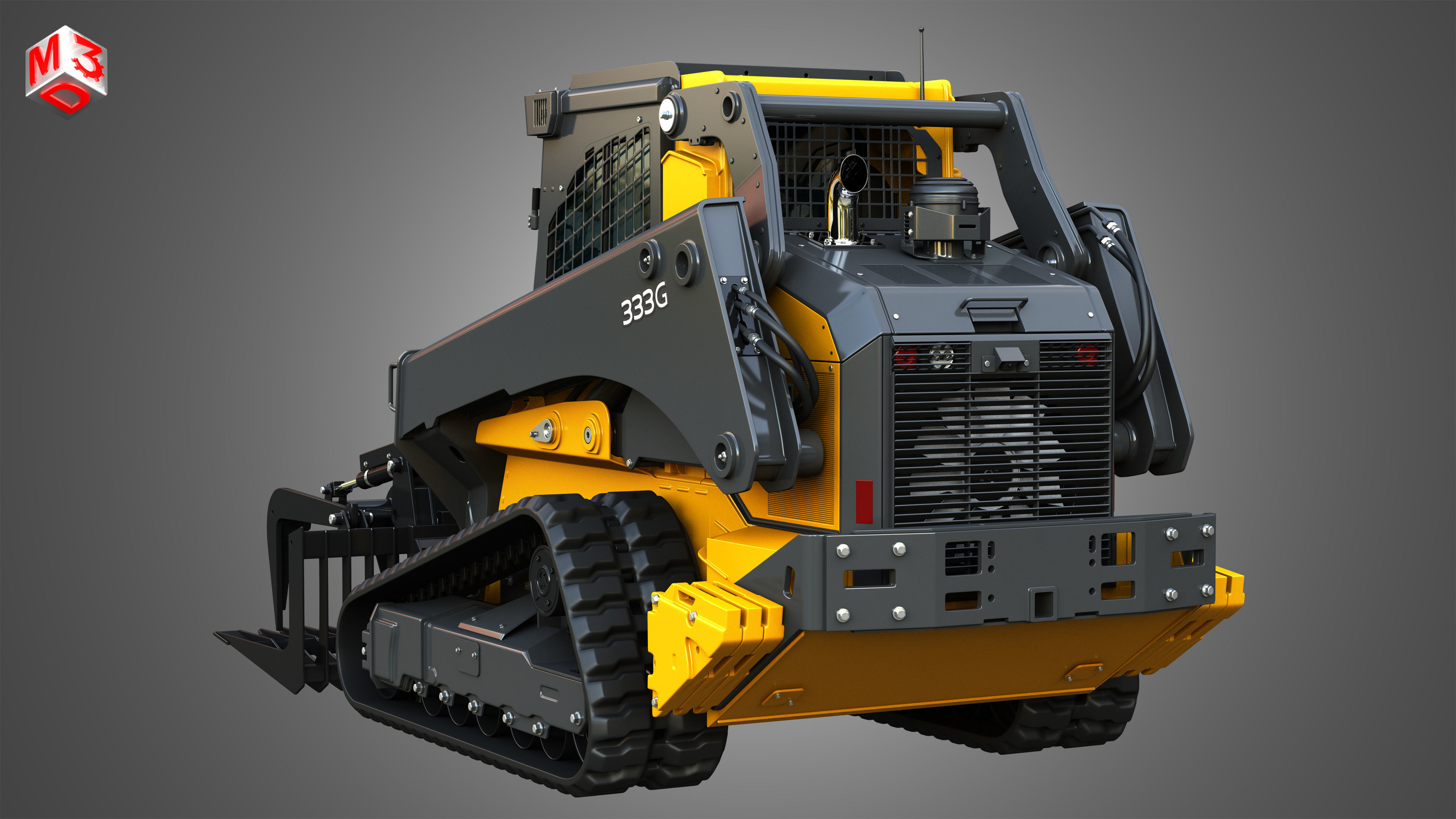 333G Compact Track Loader with Forestry Package - Rock Grapple 3D model_14